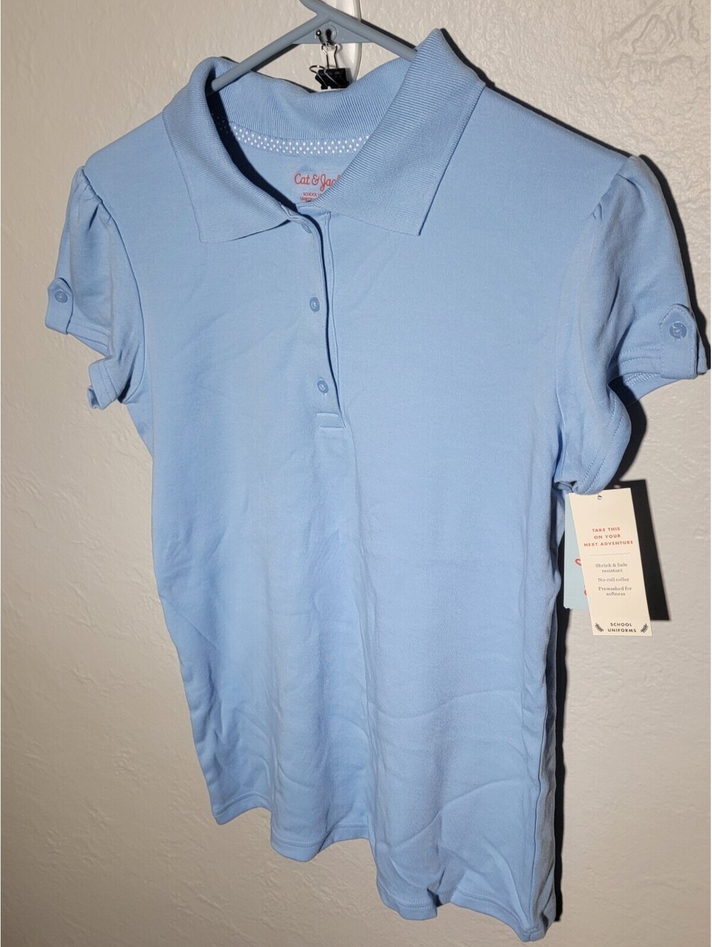 NEW Cat & Jack Size XL (14/16) Light Blue School Uniform Polo Top